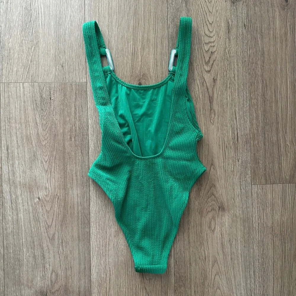 NWT Aerie Birthday Scoop Cheekiest One Piece‎ Swimsuit Jelly Bean Green Blue